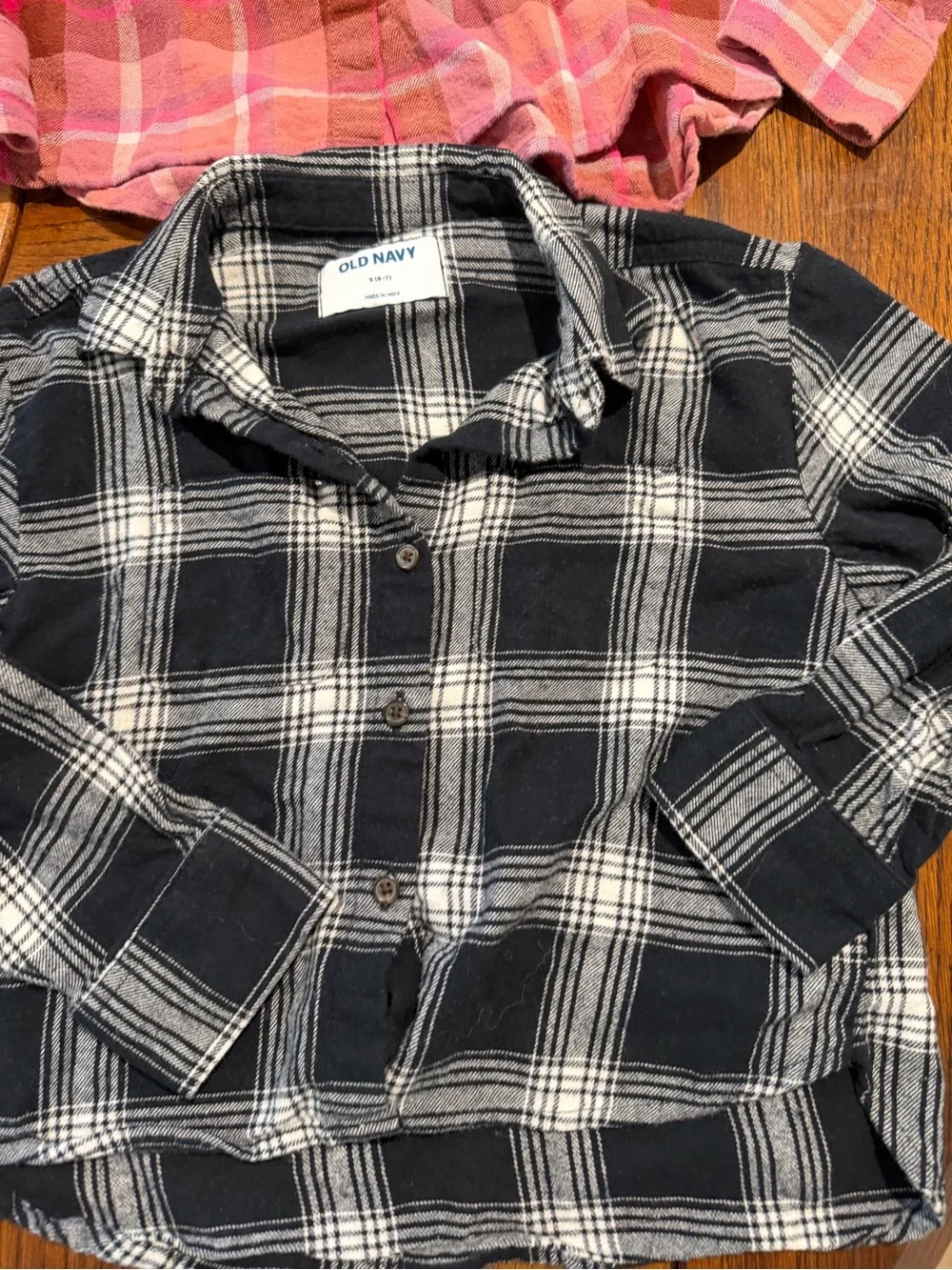 Old Navy Kids Plaid Button-Down Shirts — Pink & Black